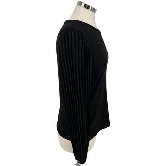 T Tahari Pleated Puff Sleeve Blouse Black Size Small - Picture 8 of 12